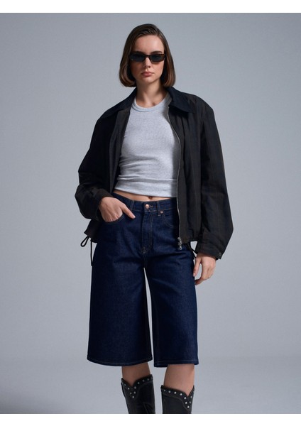 72084 %100 Pamuk Bermuda Şort-Lacivert