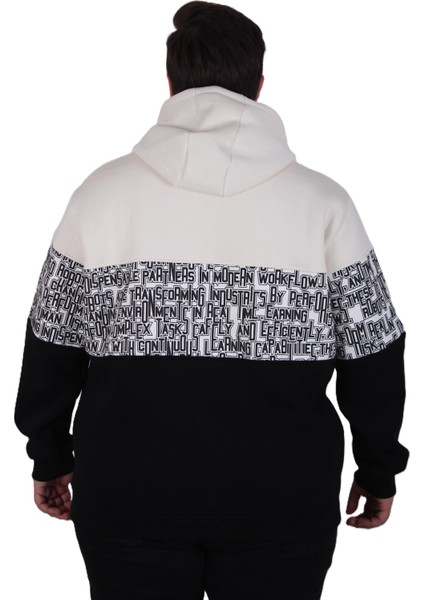 Mocgrande Büyük Beden Kapüşonlu 3ip Sweat Transforming 25713 Bej modelleri