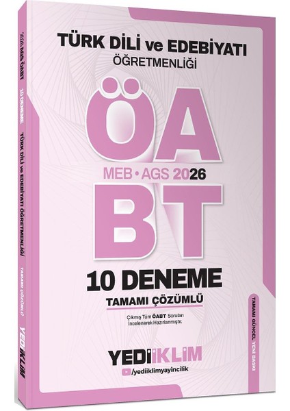 Yediiklim Ags Öabt Türk Dili ve Edebiyatı Öğretmenliği Tamamı Çözümlü 10 Deneme Sınavı
