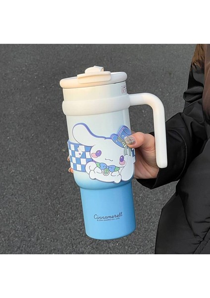 Çocuk Termos Matara Paslanmaz Çelik Cinnamoroll Figürlü Pipetli ve Ağızlıklı 900ML AD50669