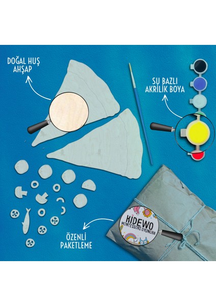 Pizza Ahşap Boyama Etkinlik Seti + Eğitici Çocuk Aktivite + Fırça + Akrilik Boya Kreş Okul Öncesi modelleri