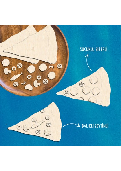 Pizza Ahşap Boyama Etkinlik Seti + Eğitici Çocuk Aktivite + Fırça + Akrilik Boya Kreş Okul Öncesi fırsatları