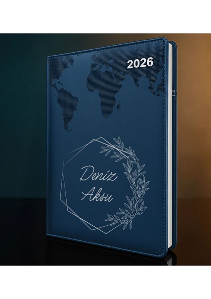 Kişiye Özel Isimli Termo Sert Kapak 2026 Lacivert Ajanda -9, Öğretmenler Günü Hediyesi, Yeni Iş Hediyesi