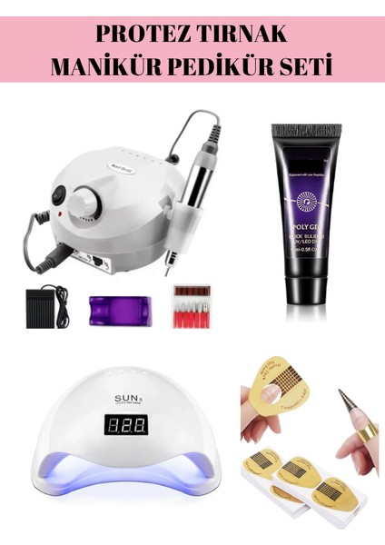 Protez Tırnak Manikür Pedikür Seti Profesyonel Manikür Pedikür Freze Makinesi Uv LED Kurutucu Lamba