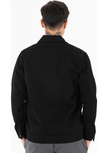 Erkek Siyah Kot Ceket Relax Fit Kapaklı Çift Cepli Gömlek Yaka indirimleri