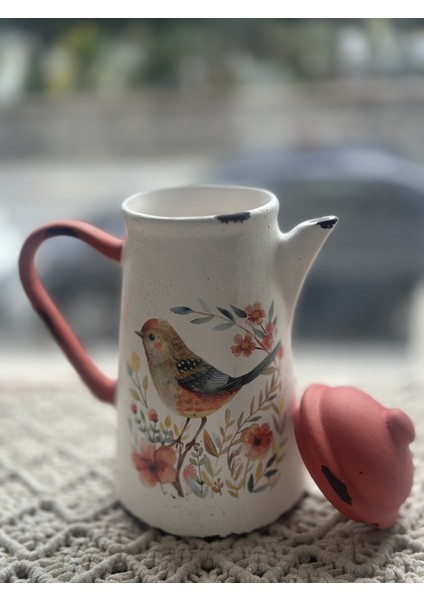 Kuş ve Eskitme Görünümlü, Mercan, Vazo, Dekoratif Sürahi fiyatları