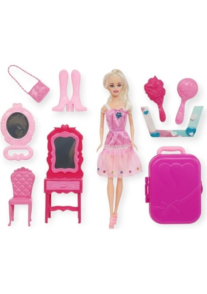 Anlily Makyaj Seti ve Seyahat Bavullu Bebek Seti - 02454 (Lisinya)