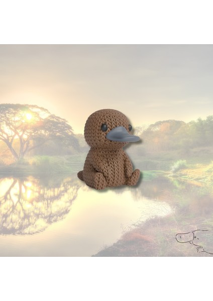 Ornitorenk Anahtarlık – Kahverengi Örgü Desenli Figür | Amigurumi Tarzı Mini Aksesuar | Çanta Süsü