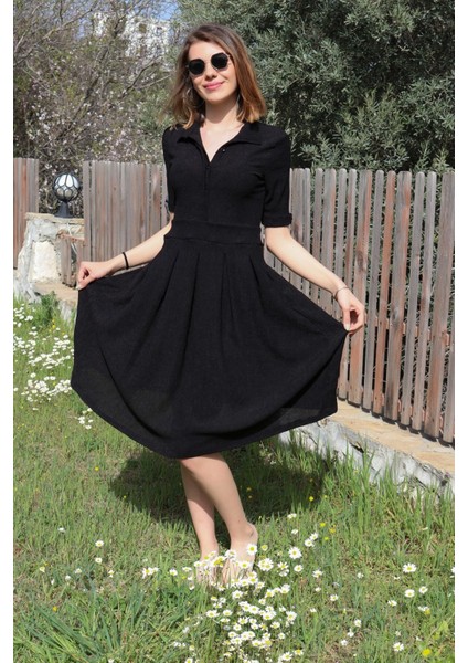 Keten Günlük Yazlık Ofis Kadın Elbisesi