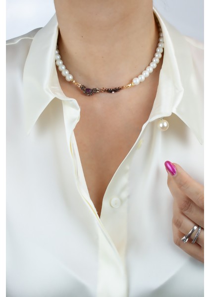 Cam Inci Bronz Uçlu Kolye