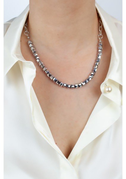 Küp Kristal Gümüş Zincir Kolye fiyatları