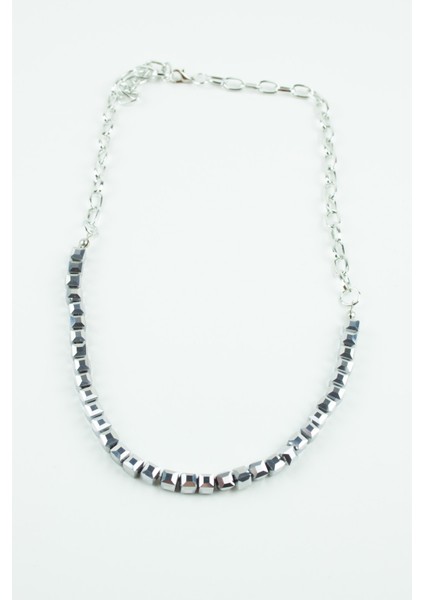 Küp Kristal Gümüş Zincir Kolye modelleri