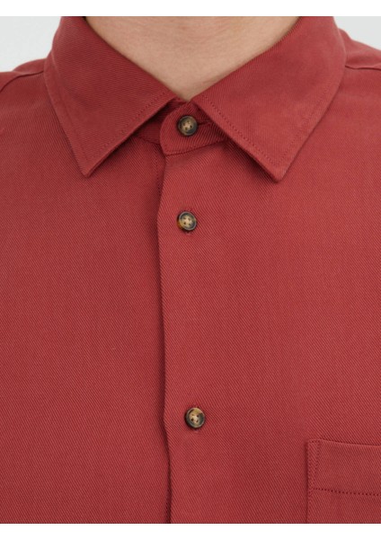 Kırmızı Fitilli Oversize Fit Dokuma Casual Gömlek modelleri