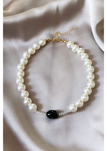 Siyah Taş Detay Büyük Inci Kolye fiyatları