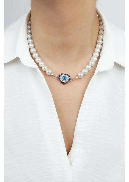 Göz Detay Büyük Cam Inci Kolye fiyatları