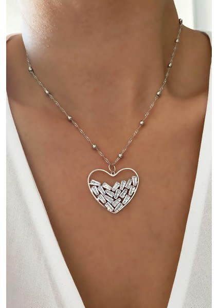 Topçuk Zincir Kalp Kolye