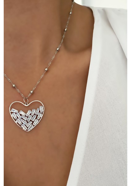 Topçuk Zincir Kalp Kolye modelleri