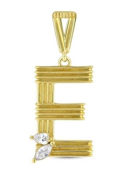 Altın E Harf Kolye Ucu - 14K