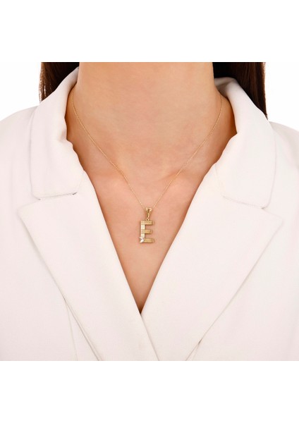 Altın E Harf Kolye Ucu - 14K modelleri