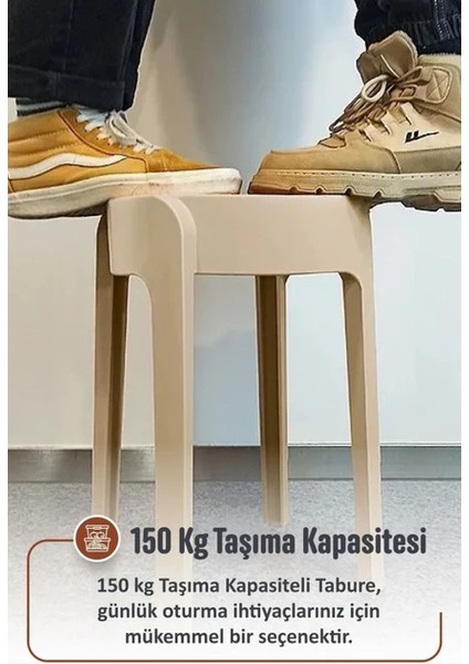 6 Adet Exclusive Kalite Ultra Dayanıklı Modern Tasarım Kırılmaz Tabure - Latte fiyatları