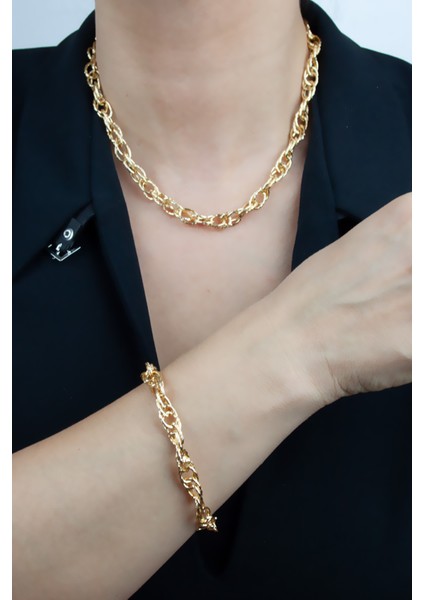 Gold Klasik Zincir Kolye Bileklik Set fiyatları