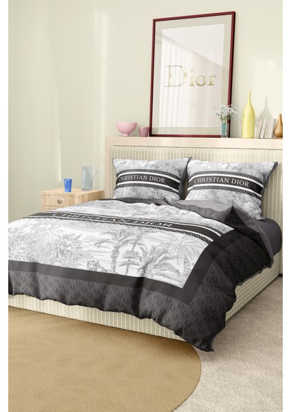 Nevresim Takımı Çift Kişilik Pamuklu Saten Kumaş 6 Parça 3D Dijital Baskı Duvet Cover Set Model No: