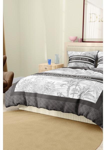 Nevresim Takımı Çift Kişilik Pamuklu Saten Kumaş 6 Parça 3D Dijital Baskı Duvet Cover Set Model No: