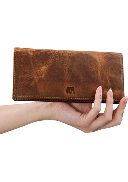 Hakiki Deri Unisex Telefon Bölmeli Cüzdan | Golden 3367