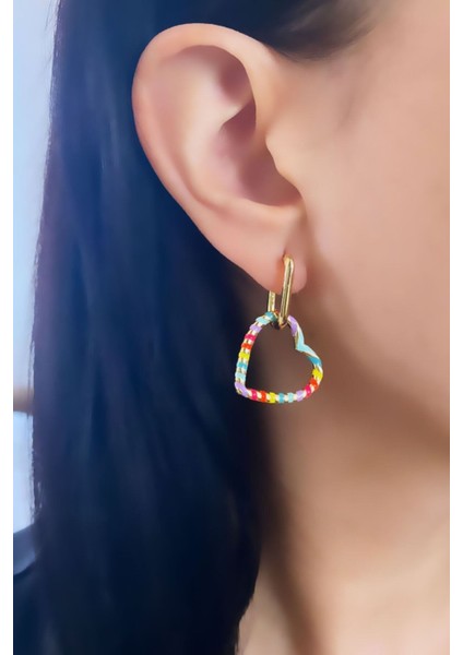 Gold Kaplama Kalp Figür Küpe