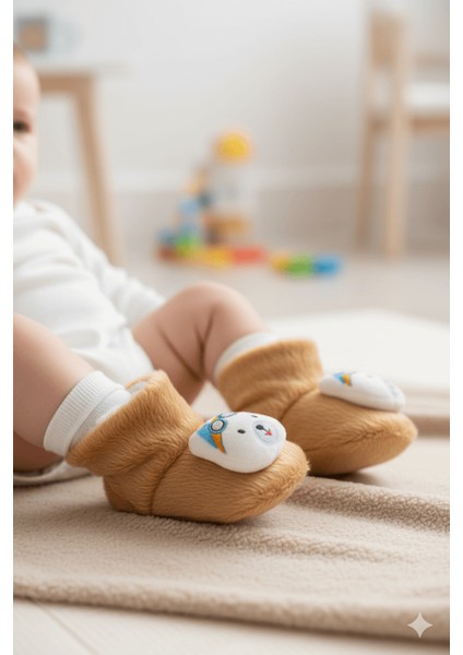 Çocuk Ev Botu, Ayıcık Peluş Bot, Polar Ayı Desenli Rahat ve Kaymaz Tabanlı, Bebek ve Çocuk modelleri