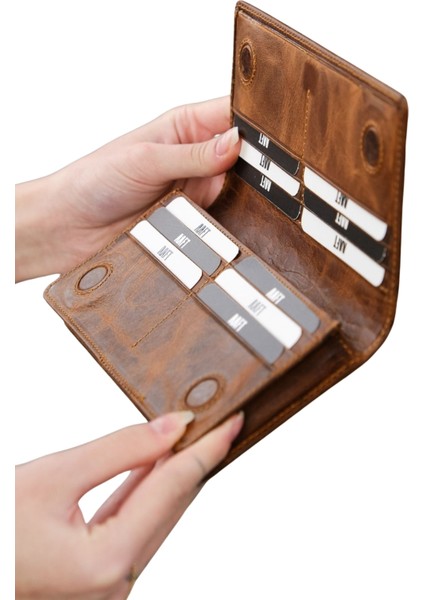 Hakiki Deri Unisex Telefon Bölmeli Cüzdan | Golden 3367 modelleri