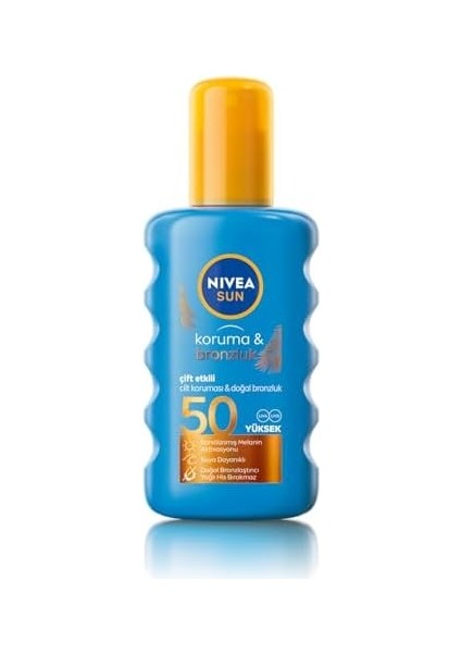 Nıvea Sun SPF50 Çift Etkili Yüksek Koruyucu Bronzluk Vücut Güneş Spreyi 200ML, Doğal Bronzluk, Uva Koruma fiyatları