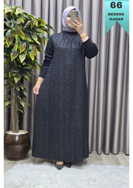 Kadın Giyim Büyük Beden Simli Kloş Elbise