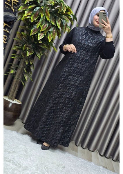 Kadın Giyim Büyük Beden Simli Kloş Elbise indirimleri