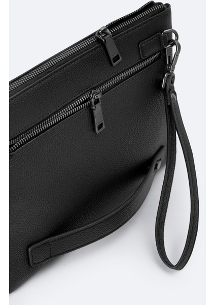 Erkek Siyah Deri Görünümlü El Çantası A42Y9105