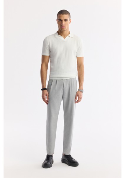 Erkek Ekru Polo Yaka Rayon Triko Regular Fit T-Shirt A51Y5015