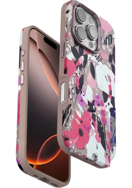 Techmrt Onegif Iphone 16 Pro Max Flower Series Magsafe Kapak - Pembe