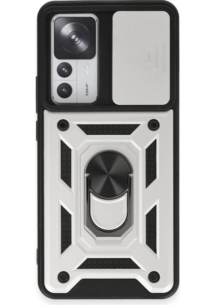 Xiaomi Mi 12T Pro Kılıf Pars Lens Yüzüklü Silikon - Gümüş - FKU4068-1362