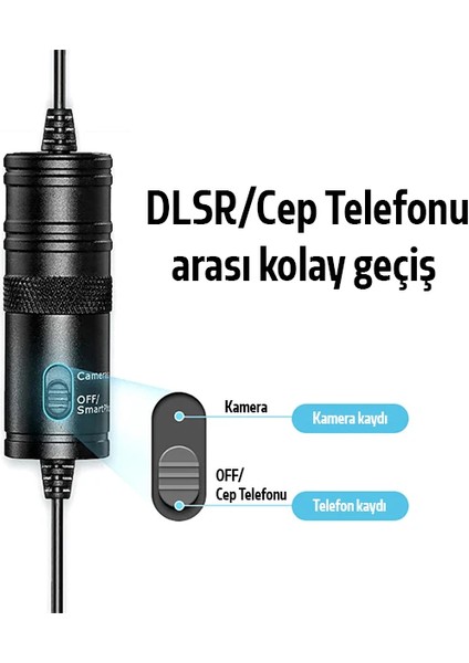 Ally 3.5mm Universal Lavalier Kablolu Yaka Mikrofonu 6 METRE-(5775) - ?18?79E8-5G4818 modelleri