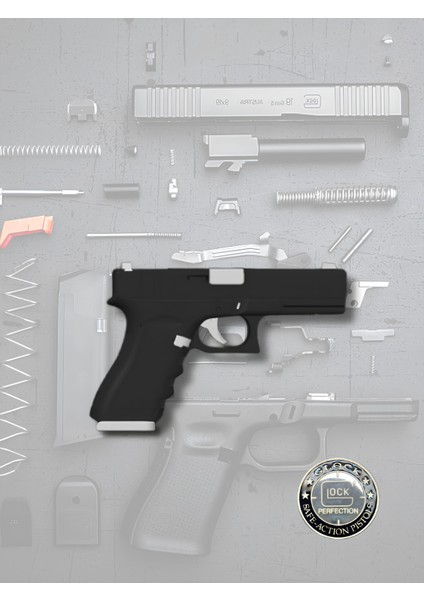 GLOCK18 Modeli 1/3 Ölçekli Işlevsel ve Modifiye Edilebilir Masa Süsü, Fidget Oyuncak ve Anahtarlık