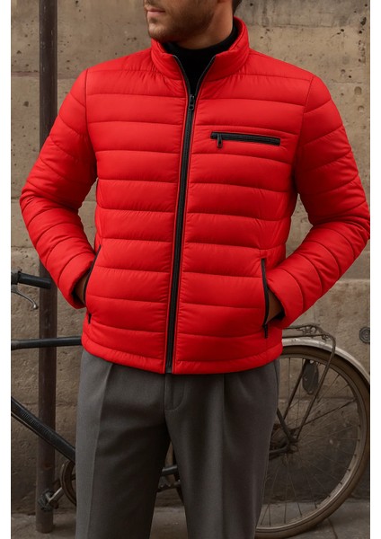 Erkek Kışlık Slim Fit Günlük Kırmızı Şişme Mont fiyatları