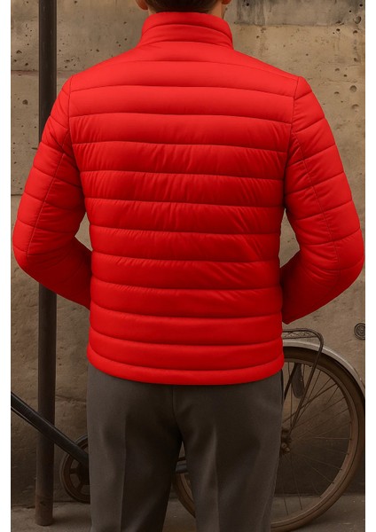 Erkek Kışlık Slim Fit Günlük Kırmızı Şişme Mont indirimleri