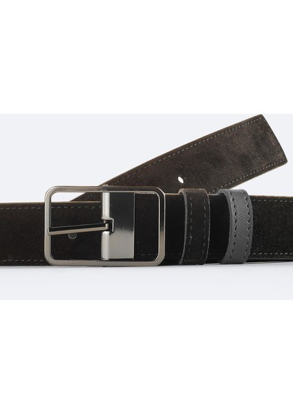 Erkek Siyah %100 Süet Deri Çift Taraflı Kemer A51Y9300