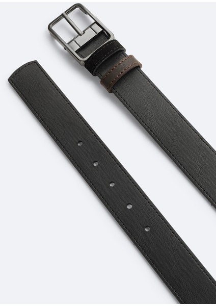 Erkek Siyah %100 Süet Deri Çift Taraflı Kemer A51Y9300