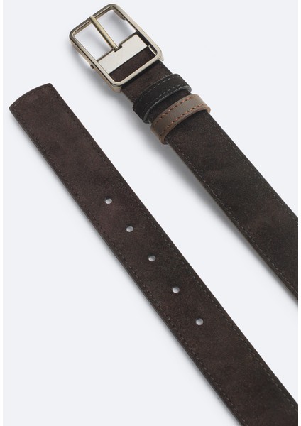 Erkek Siyah %100 Süet Deri Çift Taraflı Kemer A51Y9300