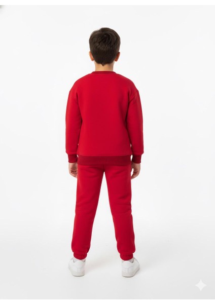 Uzun Kollu Şardonlu 3 Iplik Bel ve Paça Lastikli Çift Cepli Eşofman Takımı fırsatları