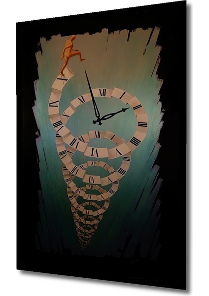 Zamanın Sonsuz Döngüsü Yağlı Boya Görünümlü Ahşap Dekoratif Tablo Dikdörtgen Tablo indirimleri