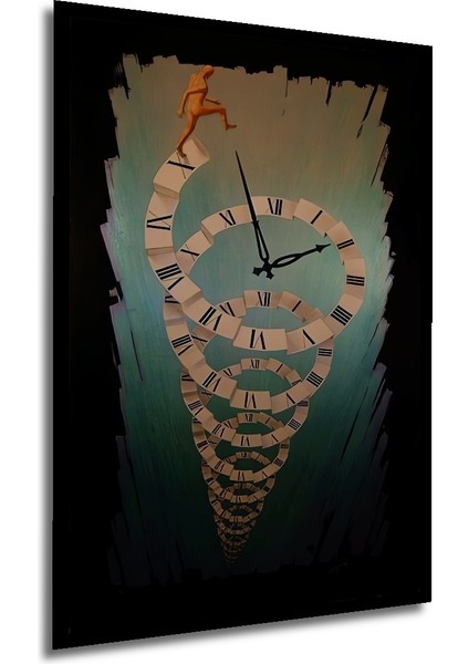 Zamanın Sonsuz Döngüsü Yağlı Boya Görünümlü Ahşap Dekoratif Tablo Dikdörtgen Tablo