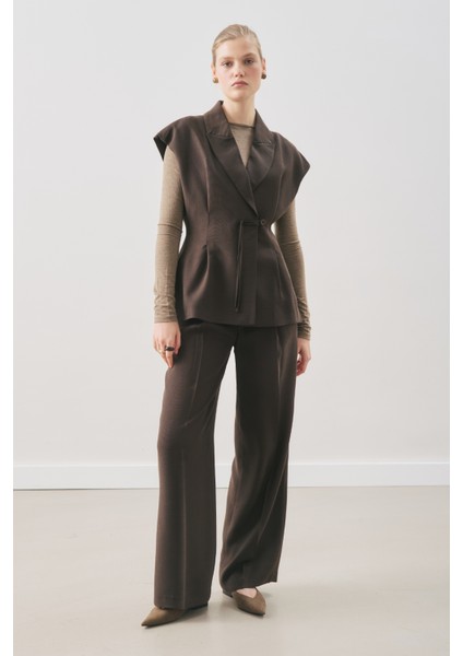 Dökümlü Tencel Pileli Pantolon Acı Kahve fiyatları