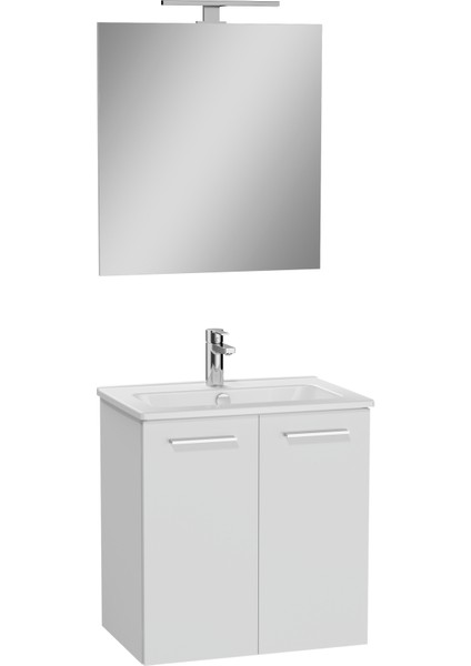 Ardea 69563 Banyo Dolabı Seti, Kapaklı, 60 cm, Parlak Beyaz
